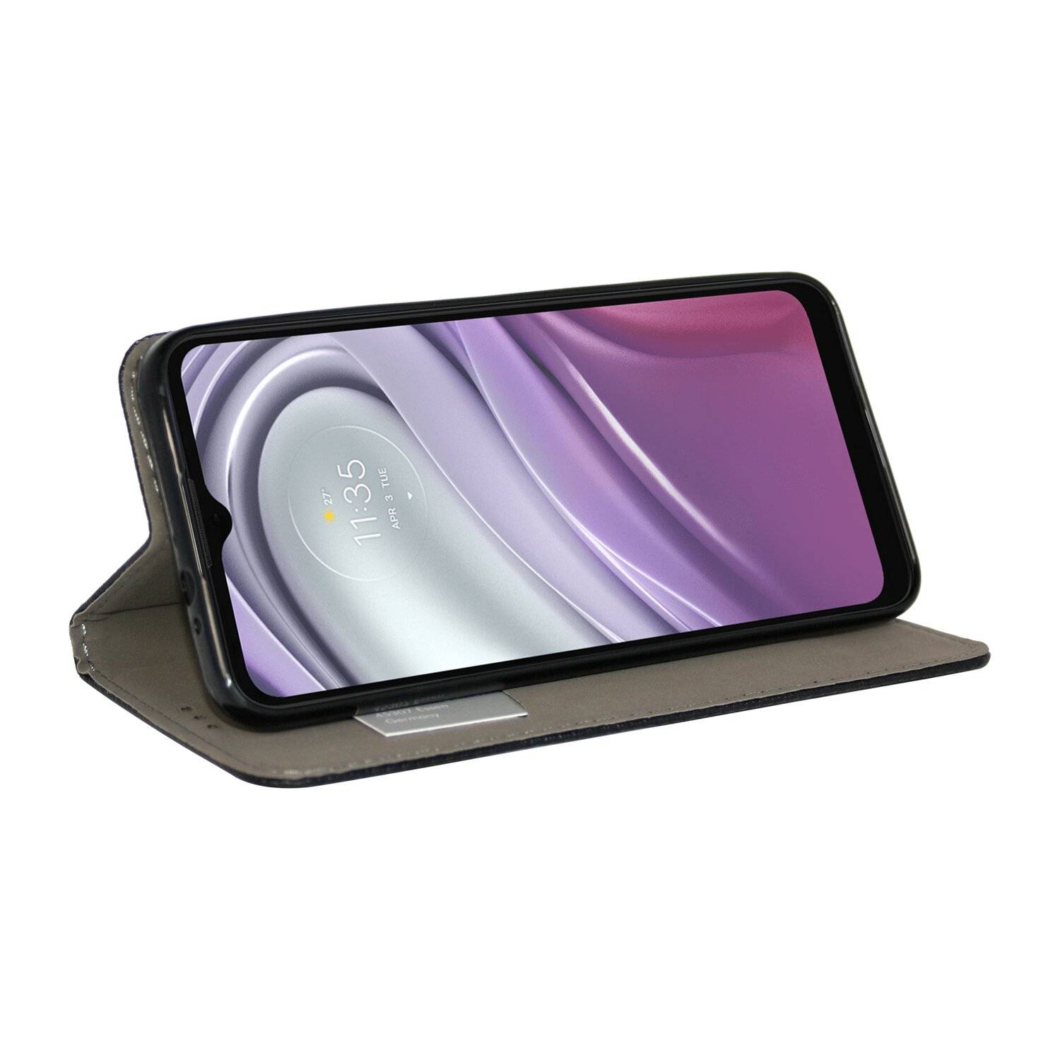 cofi1453® Elegante Buch-Tasche Hülle Smart Magnet kompatibel mit MOTOROLA MOTO G20 Leder Optik Wallet Book-Style Cover Schale in Schwarz