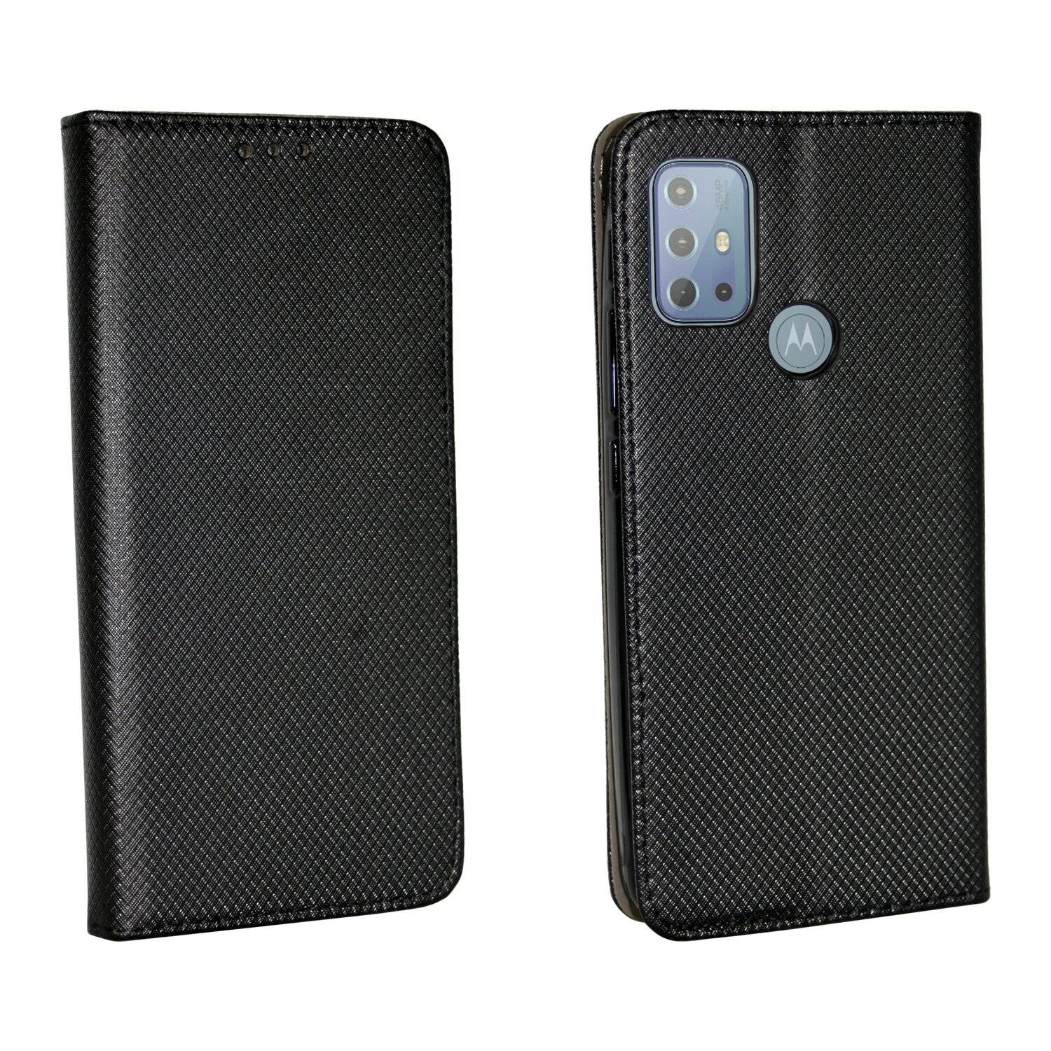 cofi1453® Elegante Buch-Tasche Hülle Smart Magnet kompatibel mit MOTOROLA MOTO G20 Leder Optik Wallet Book-Style Cover Schale in Schwarz