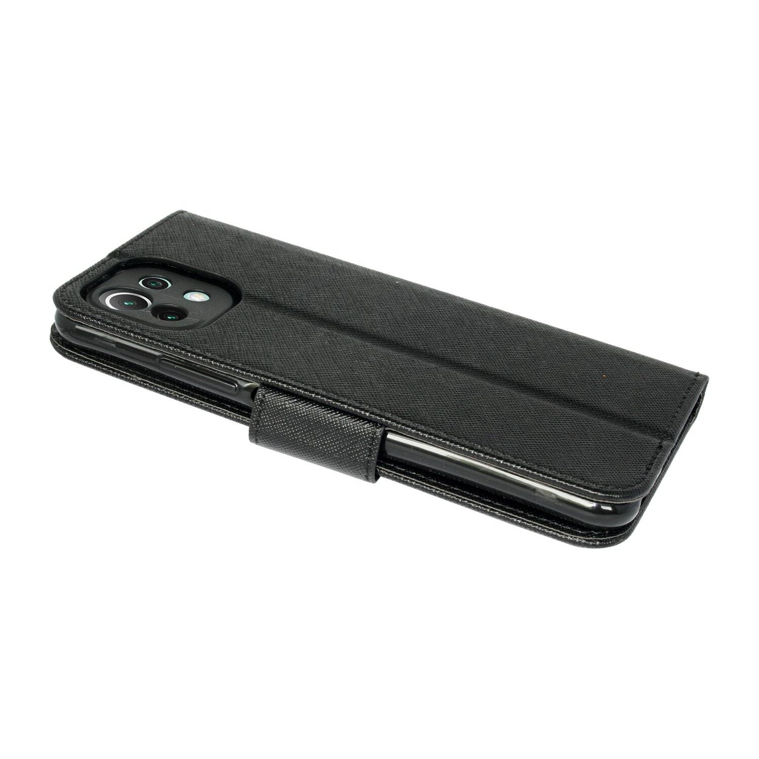 cofi1453® Buch Tasche "Fancy" kompatibel mit XIAOMI MI 11 LITE Handy Hülle Etui Brieftasche Schutzhülle mit Standfunktion, Kartenfach Schwarz