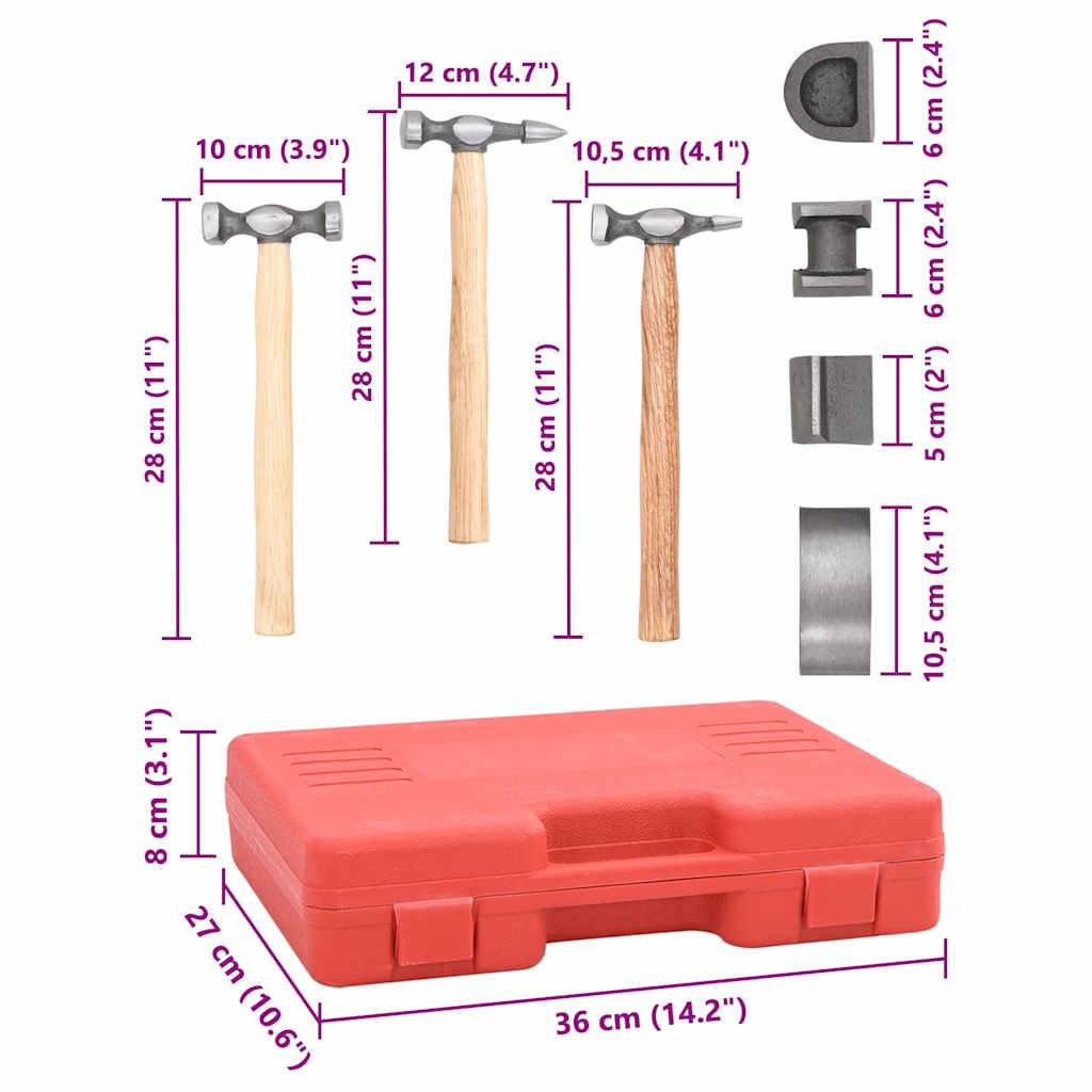 vidaXL 7-tlg. Karosserie-Ausbeulset Ausbeulhammer Dellen-Reparatur-Set
