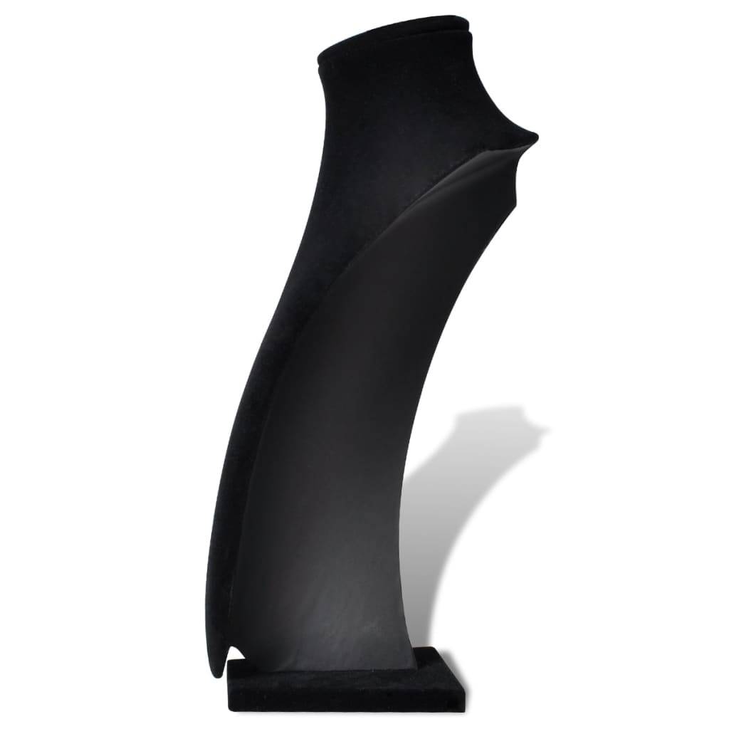 vidaXL Schmuckbüste Flanell Schwarz 23x11,5x30 cm 2 Stk.