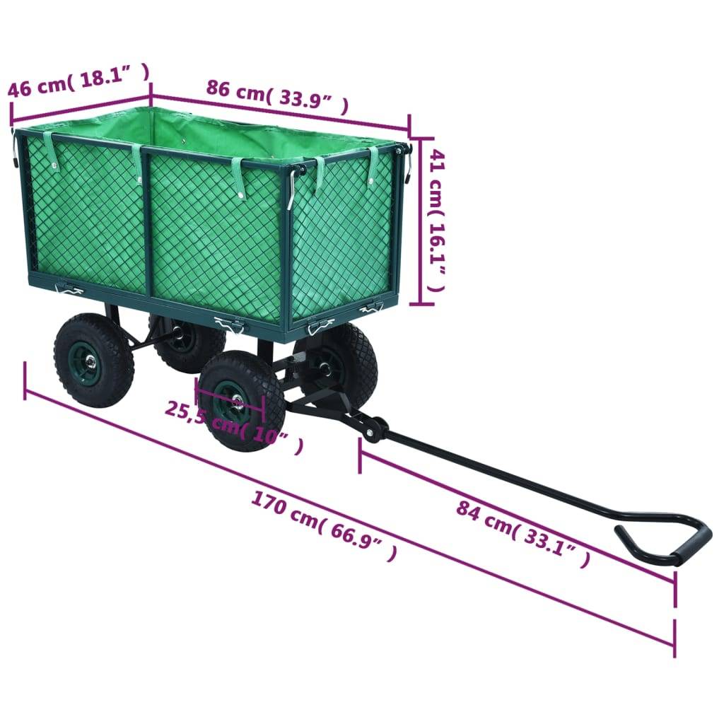 vidaXL Gartenwagen Grün 350 kg