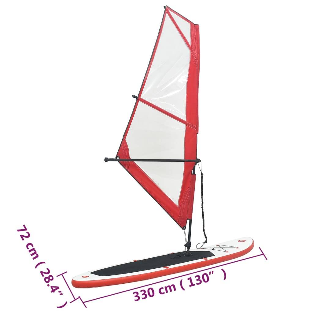 vidaXL Aufblasbares SUP-Board mit Segel Set Rot und Weiß