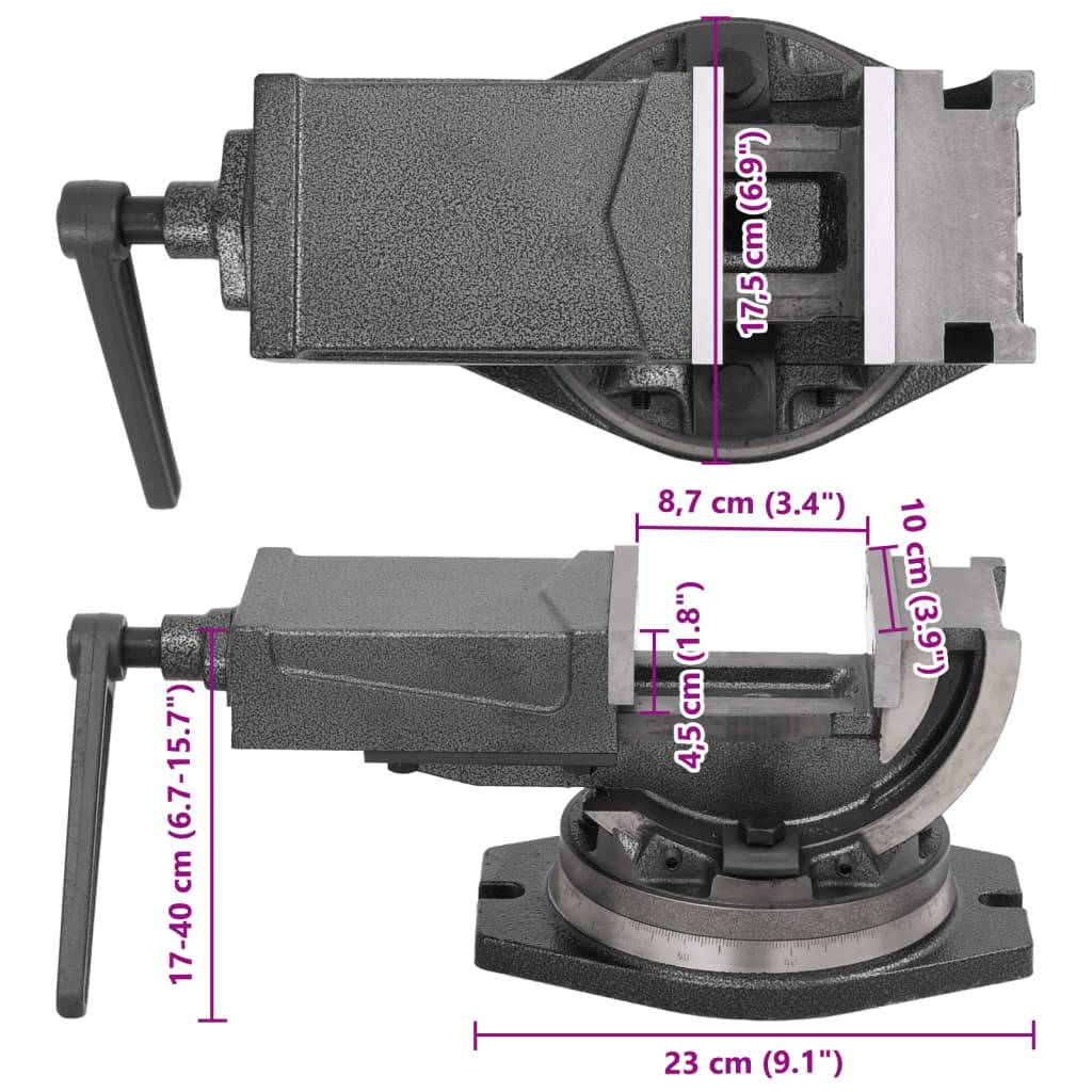 vidaXL 2-Achsen-Schraubstock Kippbar 100 mm