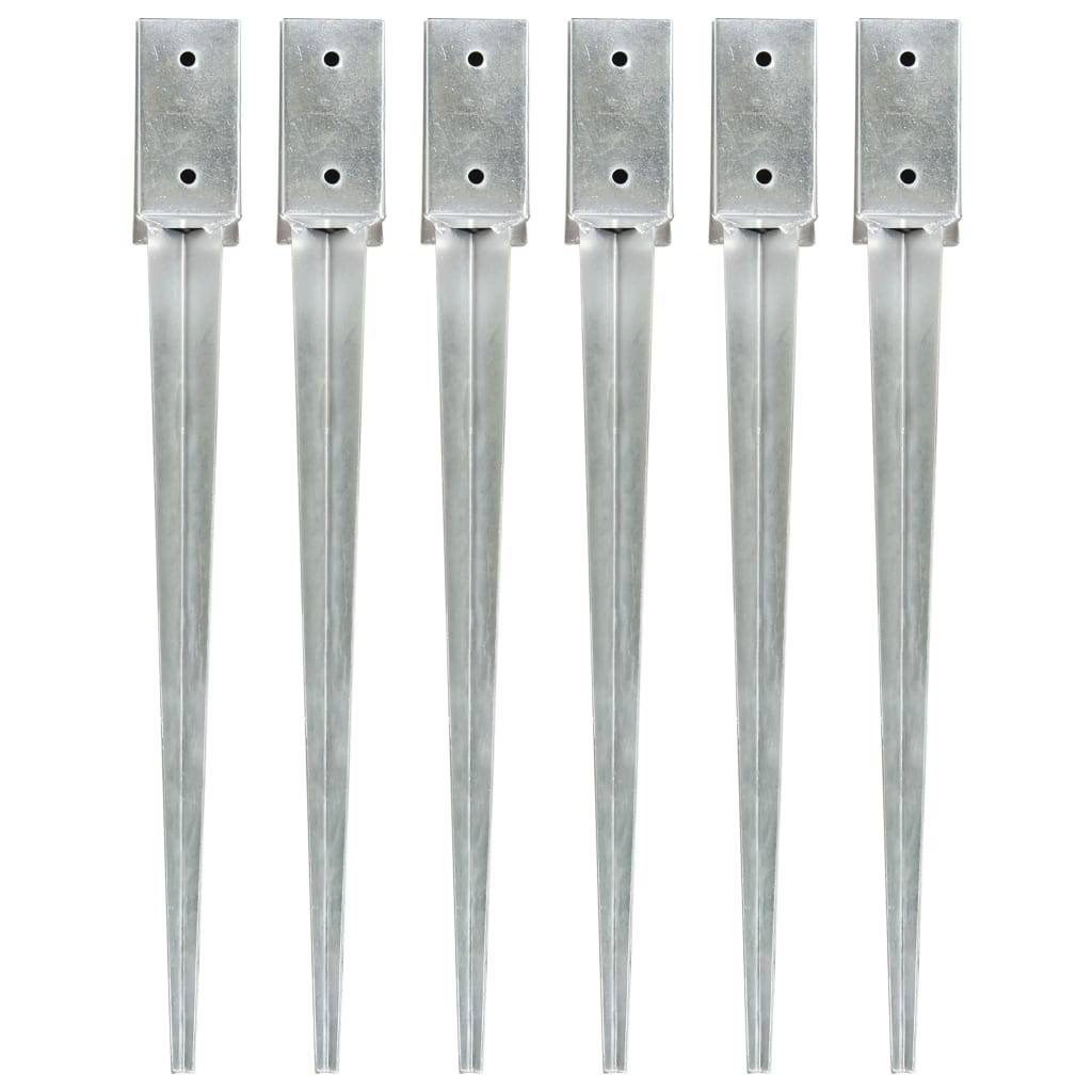 vidaXL Erdspieße 6 Stk. Silbern 7 x 7 x 75 cm Verzinkter Stahl