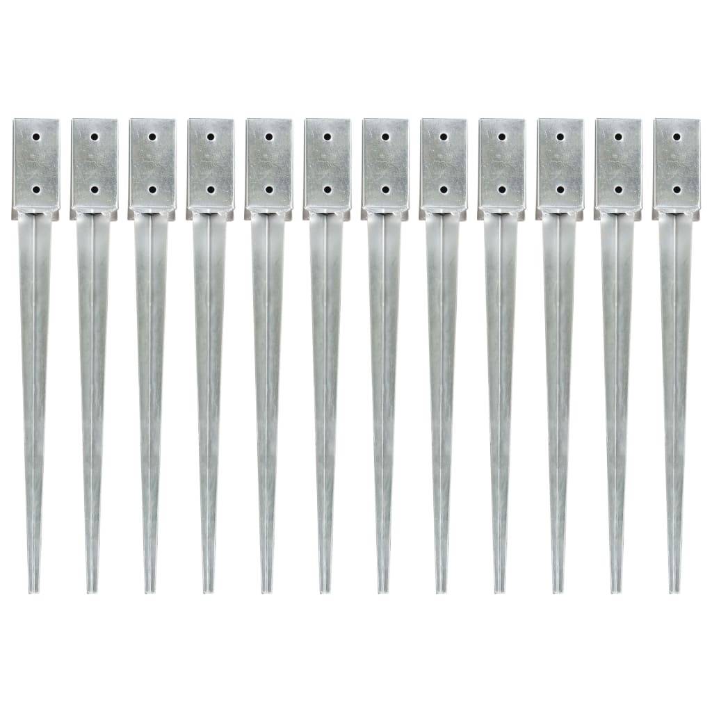 vidaXL Erdspieße 12 Stk. Silbern 7×7×75 cm Verzinkter Stahl