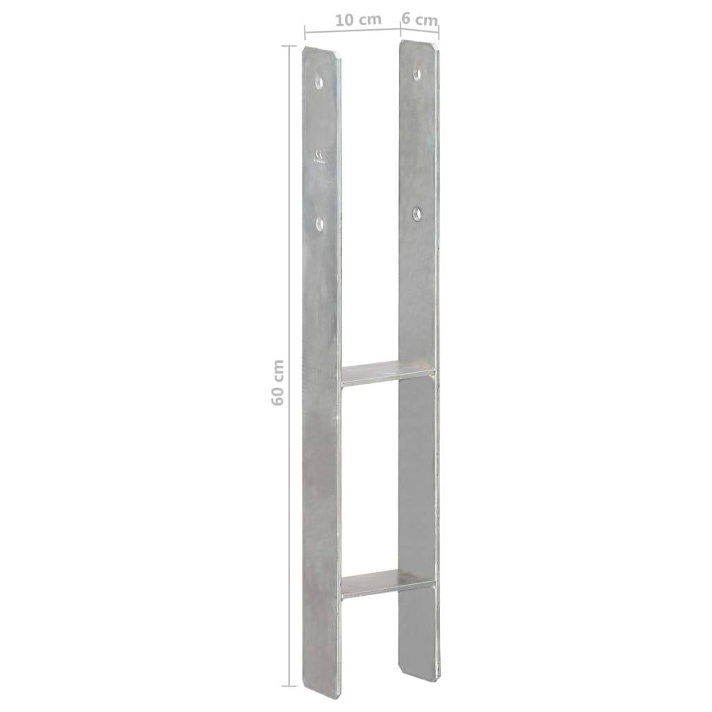 vidaXL Pfostenträger 6 Stk. Silbern 10×6×60 cm Verzinkter Stahl