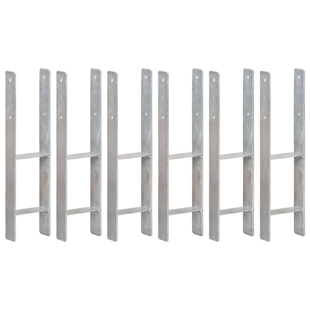 vidaXL Pfostenträger 6 Stk. Silbern 14×6×60 cm Verzinkter Stahl