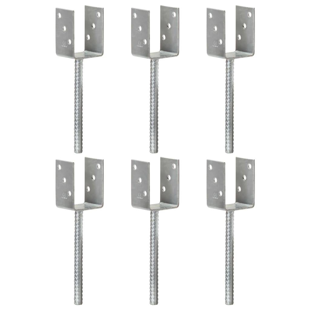 vidaXL Pfostenträger 6 Stk. Silbern 7×6×30 cm Verzinkter Stahl