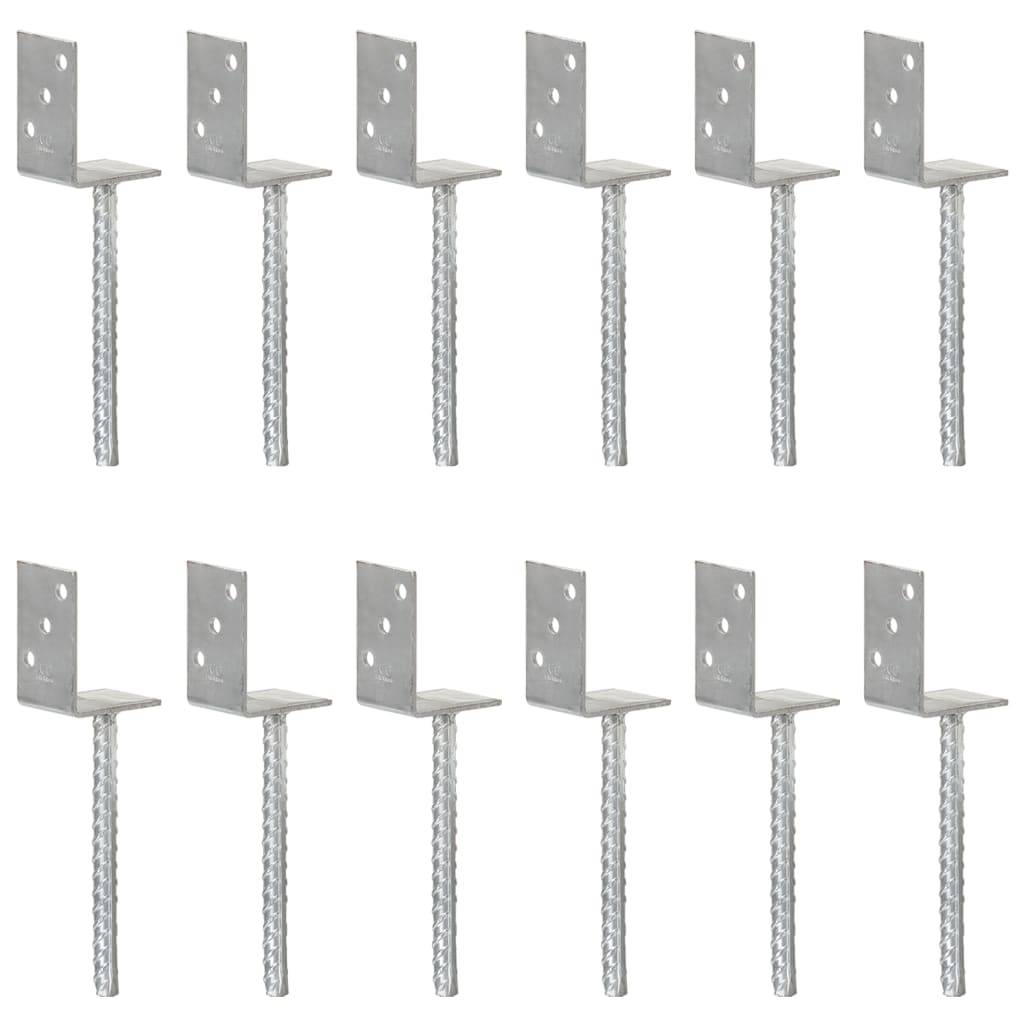 vidaXL Pfostenträger 12 Stk. Silbern 8×6×30 cm Verzinkter Stahl
