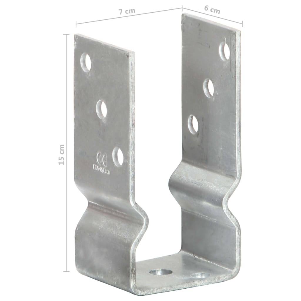 vidaXL Pfostenträger 6 Stk. Silbern 7×6×15 cm Verzinkter Stahl
