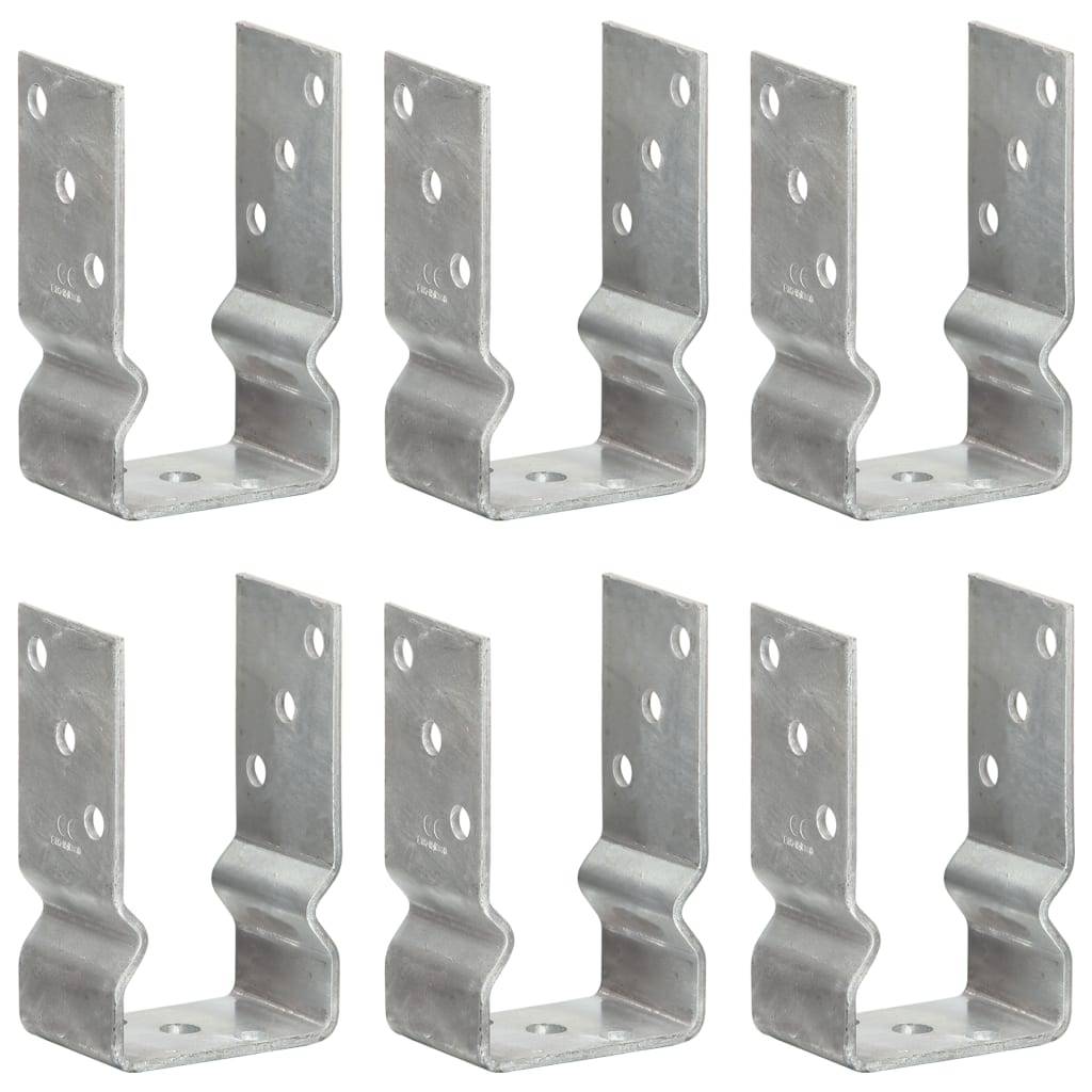 vidaXL Pfostenträger 6 Stk. Silbern 8×6×15 cm Verzinkter Stahl