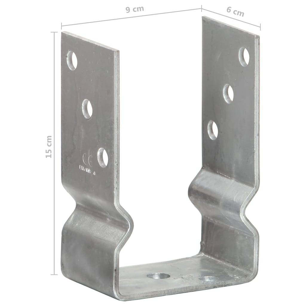 vidaXL Pfostenträger 6 Stk. Silbern 9×6×15 cm Verzinkter Stahl