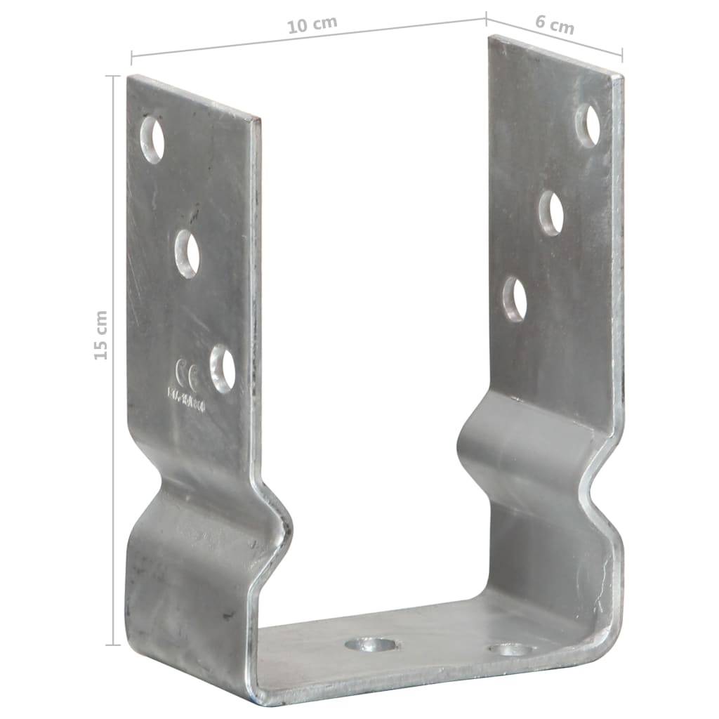 vidaXL Pfostenträger 6 Stk. Silbern 10×6×15 cm Verzinkter Stahl