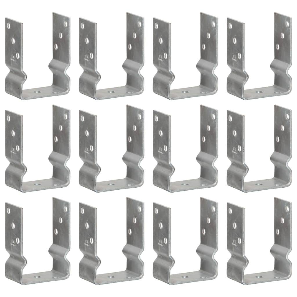 vidaXL Pfostenträger 12 Stk. Silbern 10×6×15 cm Verzinkter Stahl