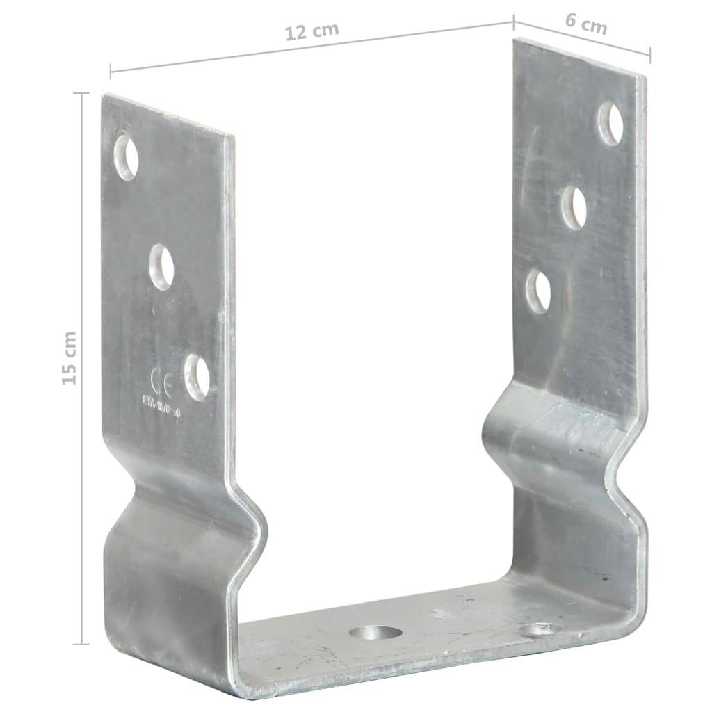 vidaXL Pfostenträger 12 Stk. Silbern 12x6x15 cm Verzinkter Stahl