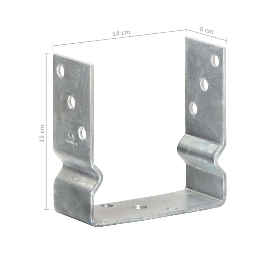 vidaXL Pfostenträger 6 Stk. Silbern 14×6×15 cm Verzinkter Stahl