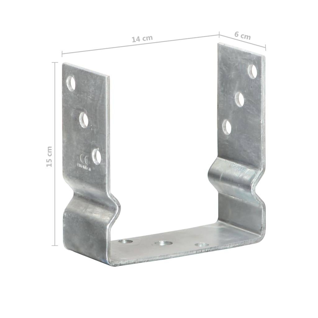 vidaXL Pfostenträger 12 Stk. Silbern 14×6×15 cm Verzinkter Stahl
