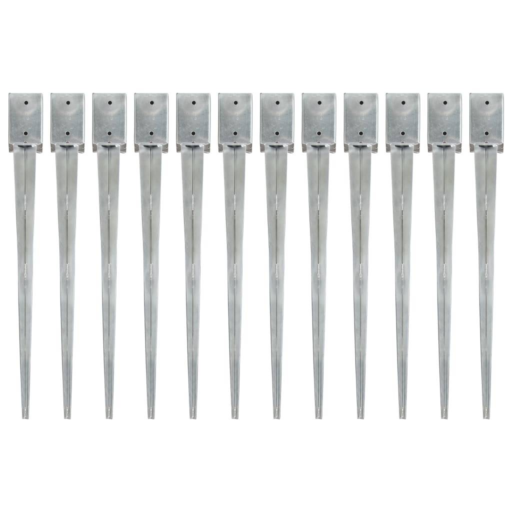 vidaXL Erdspieße 12 Stk. Silbern 9×9×90 cm Verzinkter Stahl