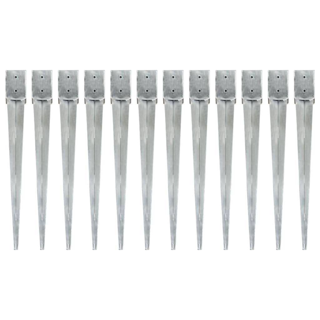 vidaXL Erdspieße 12 Stk. Silbern 10×10×91 cm Verzinkter Stahl
