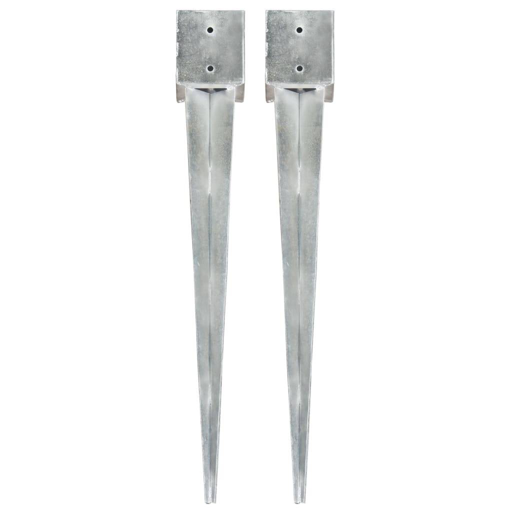 vidaXL Erdspieße 2 Stk. Silbern 12×12×89 cm Verzinkter Stahl