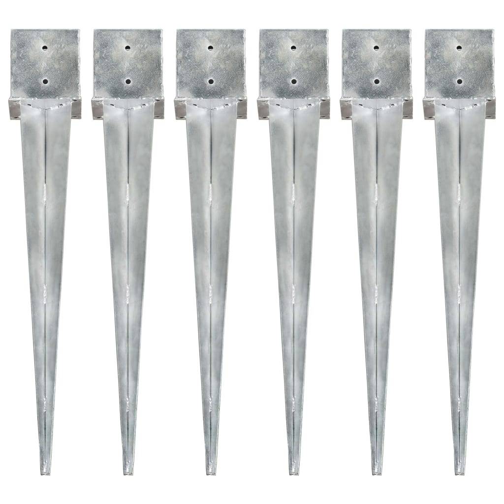 vidaXL Erdspieße 6 Stk. Silbern 14×14×91 cm Verzinkter Stahl