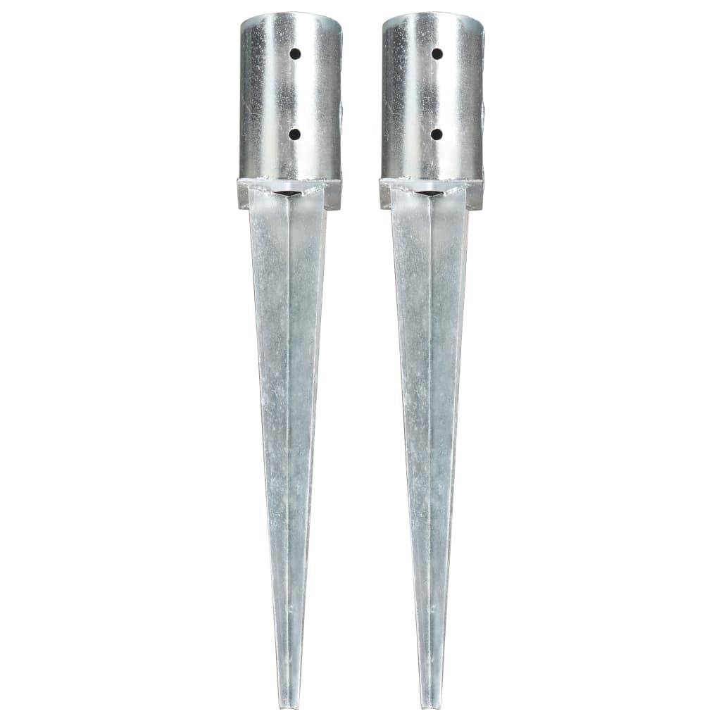 vidaXL Erdspieße 2 Stk. Silbern 8x61 cm Verzinkter Stahl