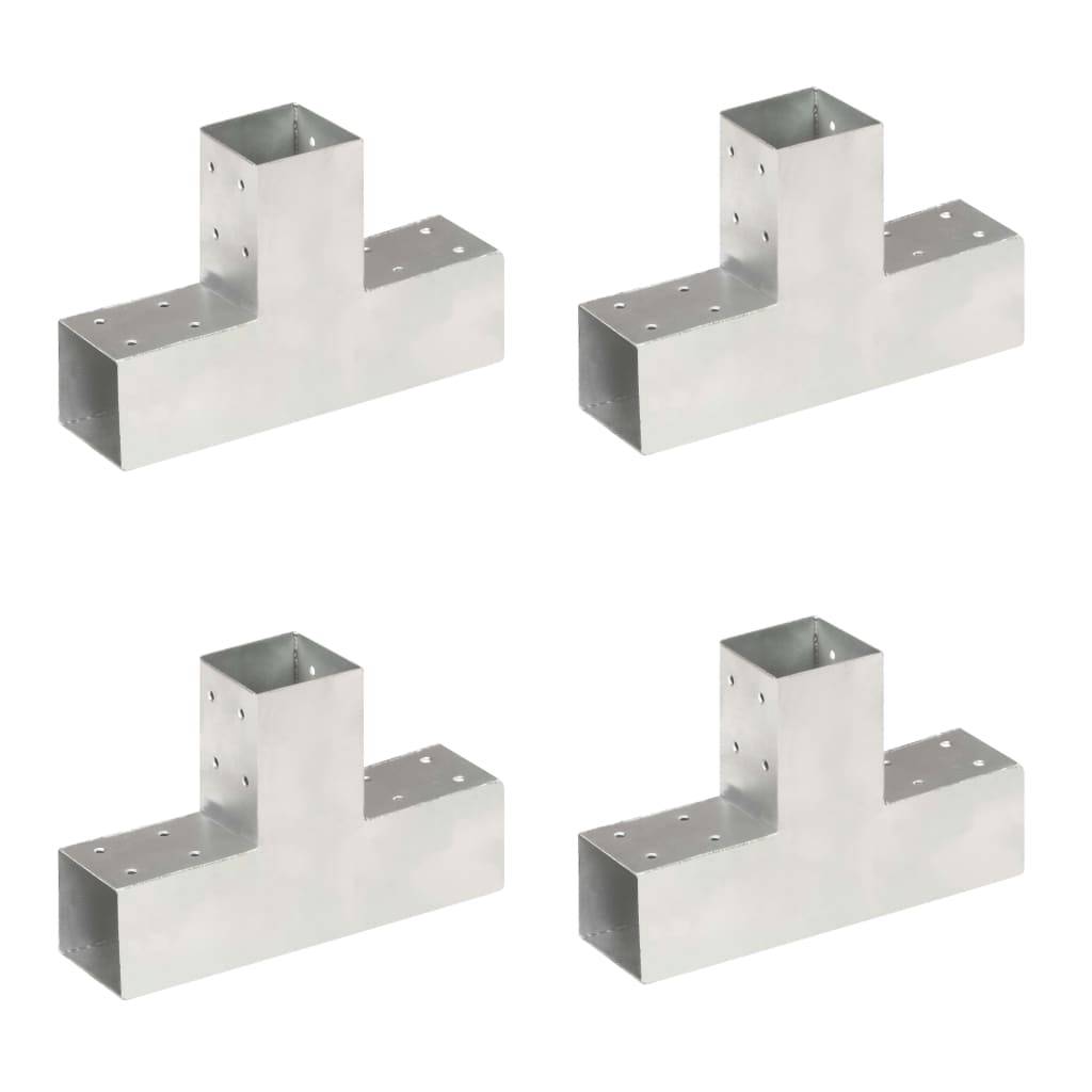 vidaXL Pfostenverbinder 4 Stk. T-Form Verzinktes Metall 71 x 71 mm
