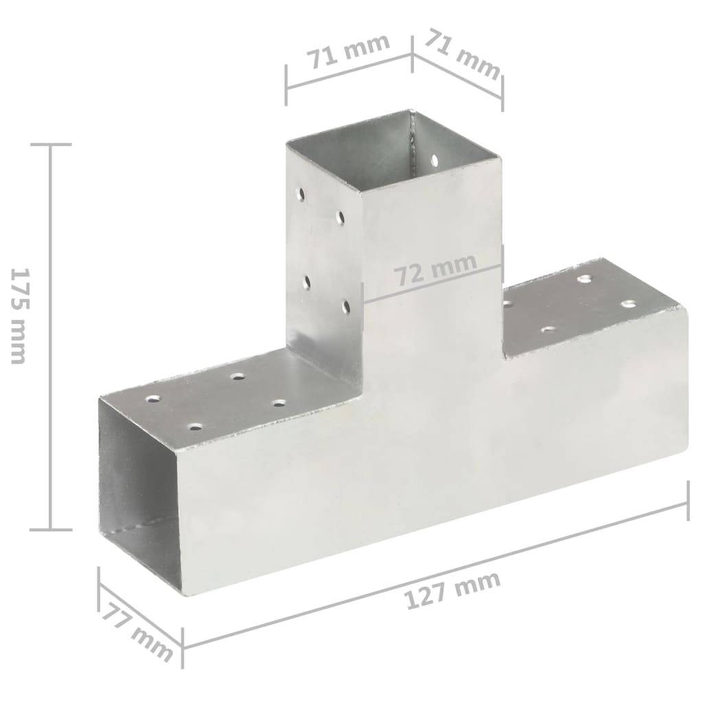vidaXL Pfostenverbinder 4 Stk. T-Form Verzinktes Metall 71 x 71 mm