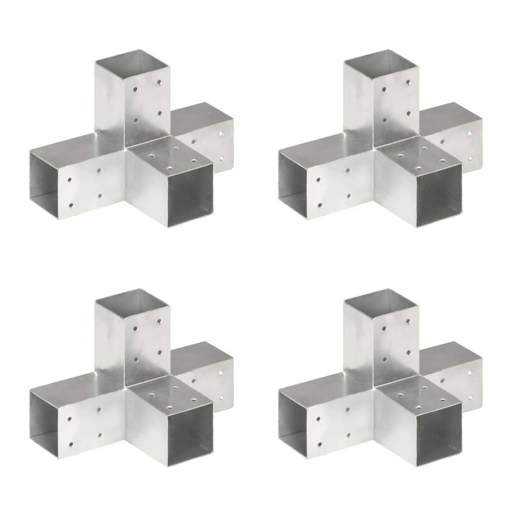 vidaXL Pfostenverbinder 4 Stk. X-Form Verzinktes Metall 71 x 71 mm