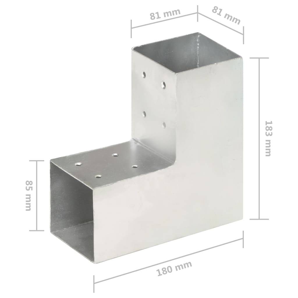 vidaXL Pfostenverbinder L-Form Verzinktes Metall 81 x 81 mm