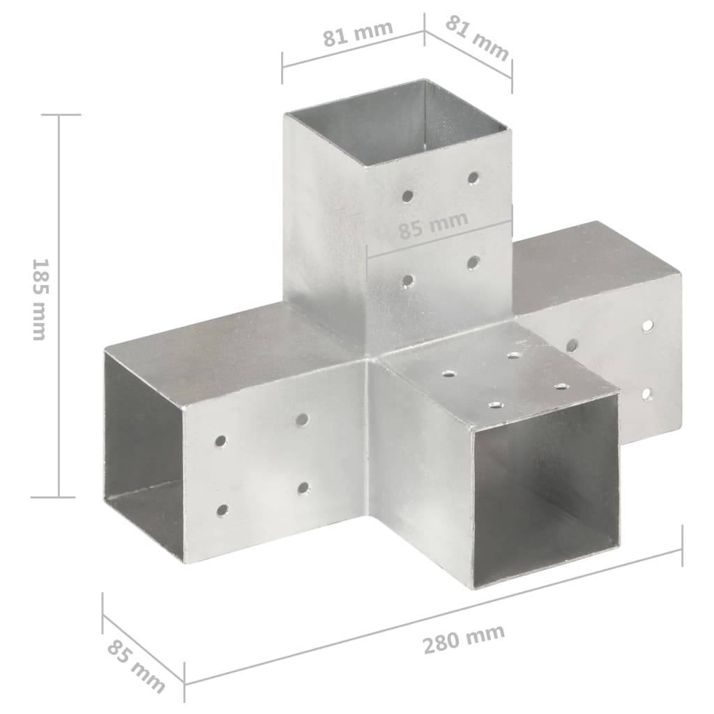 vidaXL Pfostenverbinder X-Form Verzinktes Metall 81 x 81 mm