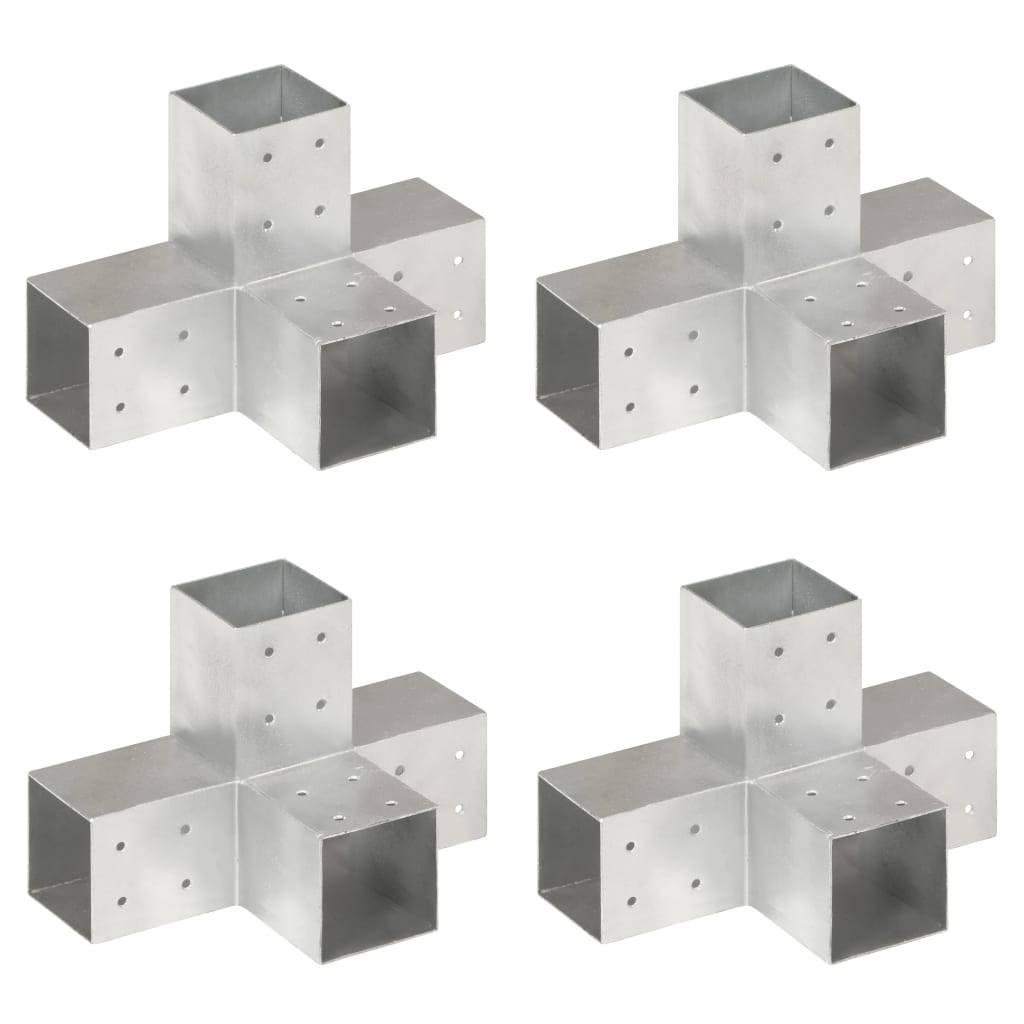 vidaXL Pfostenverbinder 4 Stk. X-Form Verzinktes Metall 81 x 81 mm