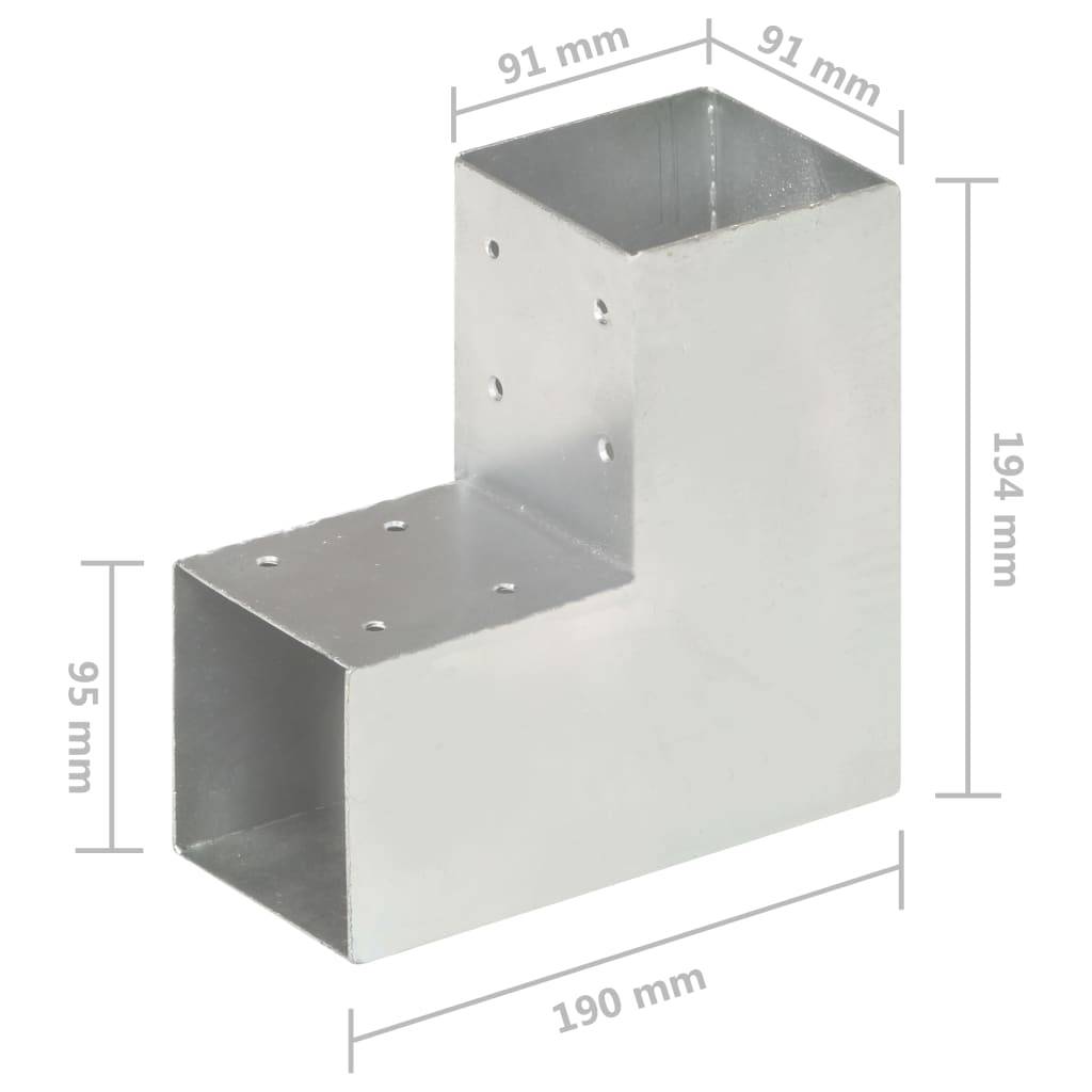 vidaXL Pfostenverbinder 4 Stk. L-Form Verzinktes Metall 91 x 91 mm