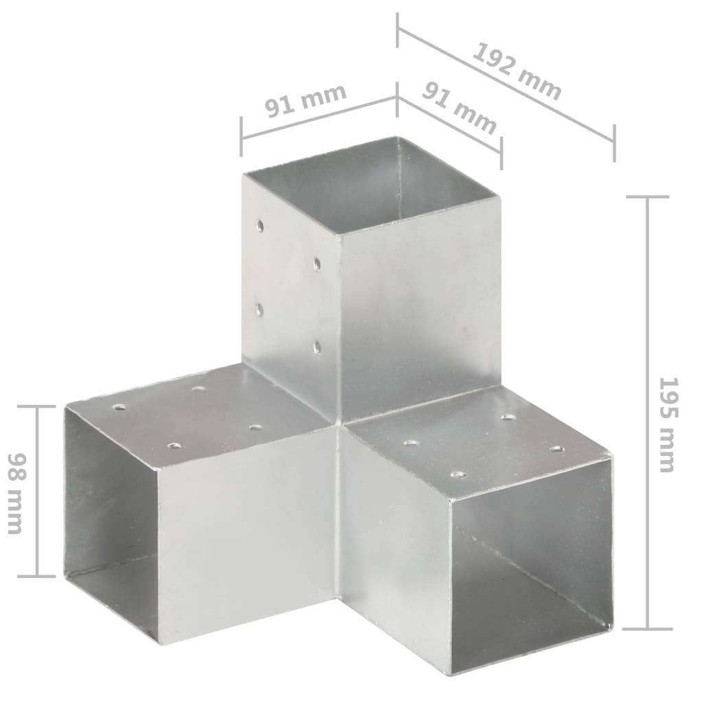vidaXL Pfostenverbinder Y-Form Verzinktes Metall 91 x 91 mm