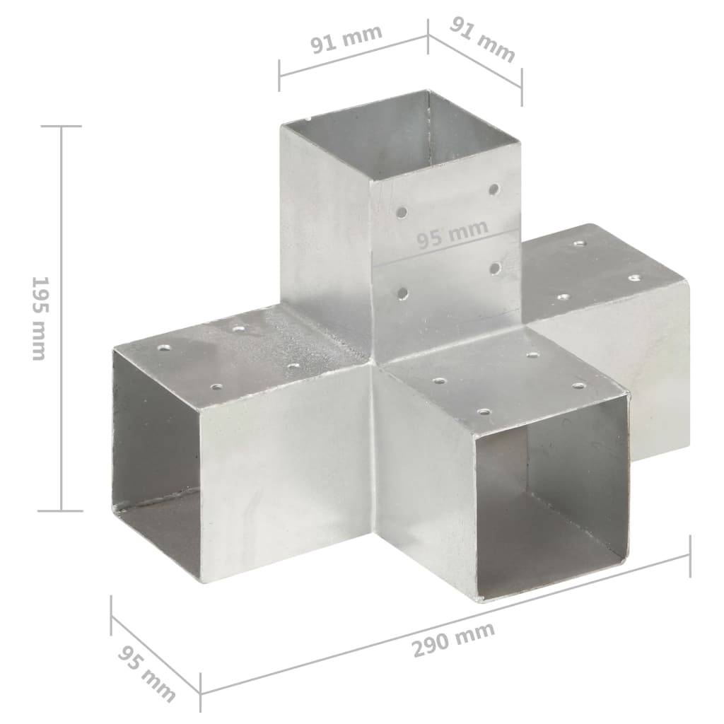 vidaXL Pfostenverbinder X-Form Verzinktes Metall 91 x 91 mm