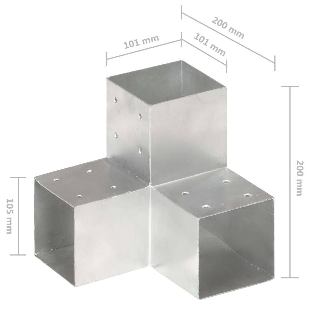 vidaXL Pfostenverbinder 4 Stk. Y-Form Verzinktes Metall 101 x 101 mm