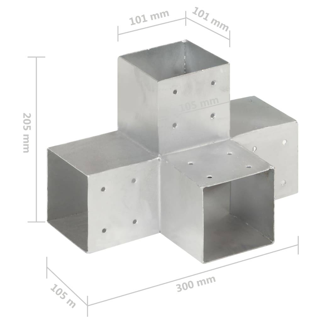 vidaXL Pfostenverbinder 4 Stk. X-Form Verzinktes Metall 101 x 101 mm