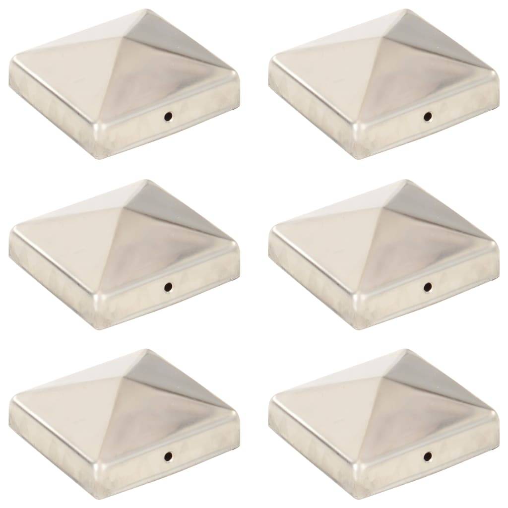 vidaXL Pfostenkappen 6 Stk. Pyramide Edelstahl 81 x 81 mm