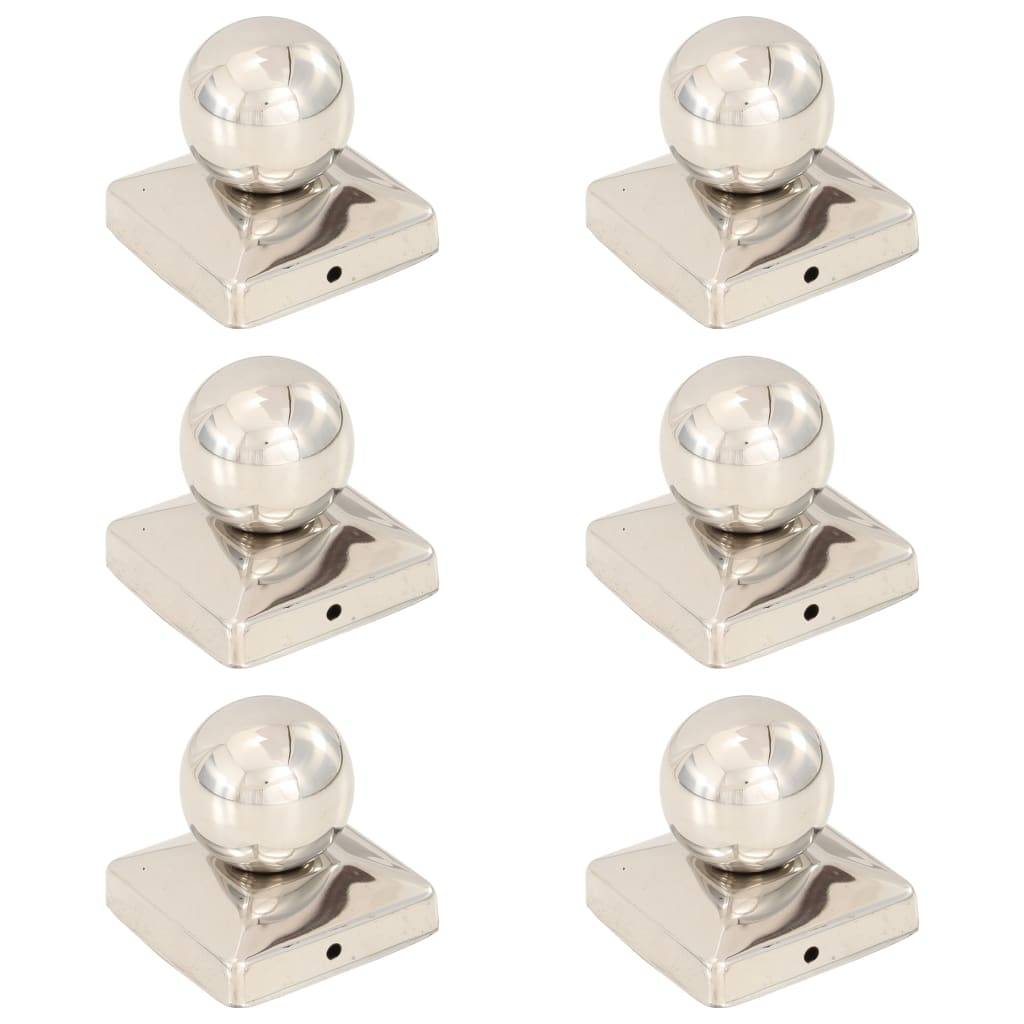 vidaXL Pfostenkappen 6 Stk. Kugelform Edelstahl 81 x 81 mm