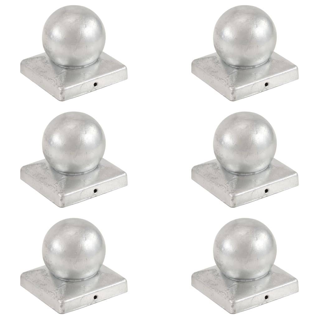 vidaXL Pfostenkappen 6 Stk. Kugelform Verzinktes Metall 101 x 101 mm