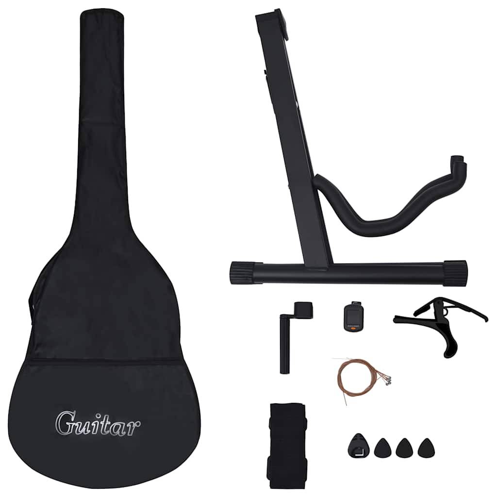 vidaXL 12-tlg. Klassikgitarren-Set für Anfänger Schwarz 4/4 39"