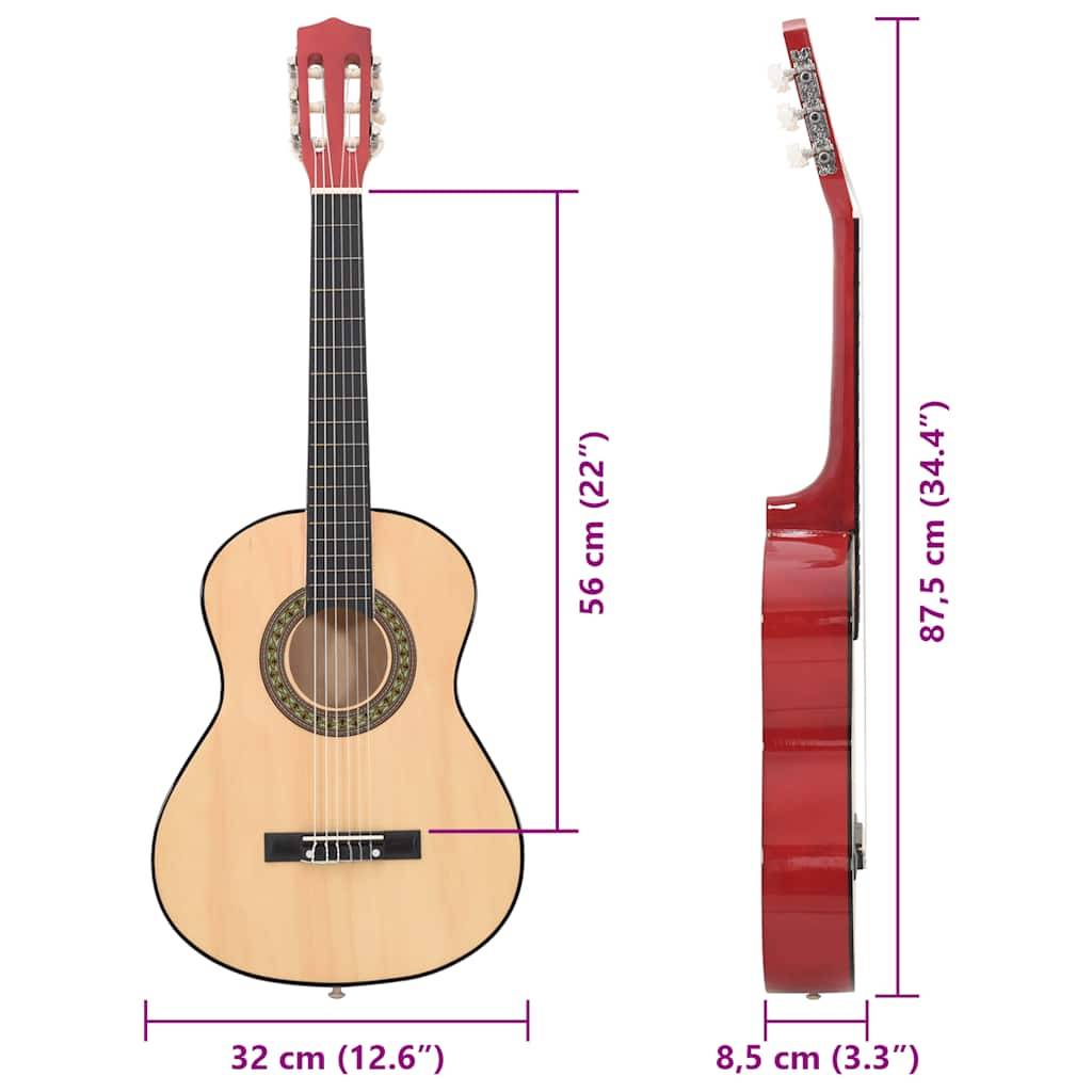 vidaXL 8-tlg. Klassische Gitarre für Kinder-Anfänger 1/2 34"