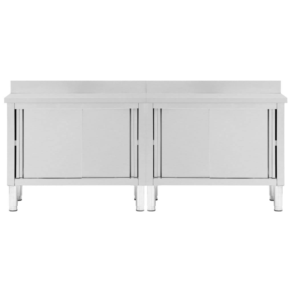 vidaXL Arbeitsschränke mit Schiebetüren 2 Stk. 240x50x(95-97) cm Edelstahl