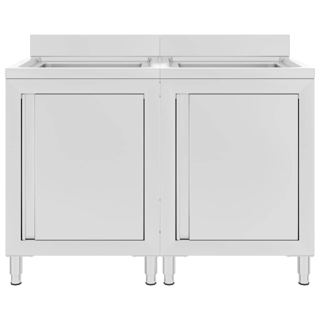 vidaXL Gastro-Spülenunterschränke 2 Stk. Edelstahl