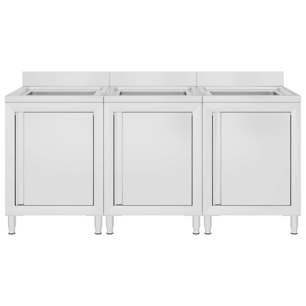 vidaXL Gastro-Spülenunterschränke 2 Stk. Edelstahl