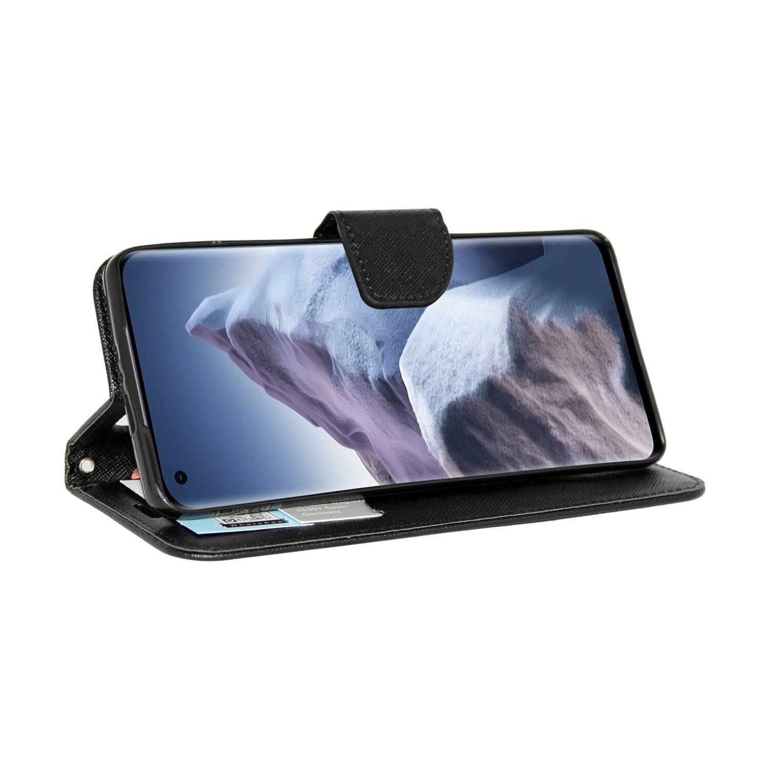 Buch Tasche "Fancy" kompatibel mit XIAOMI MI 11 ULTRA Handy Hülle Schutzhülle mit Standfunktion, Kartenfach Schwarz