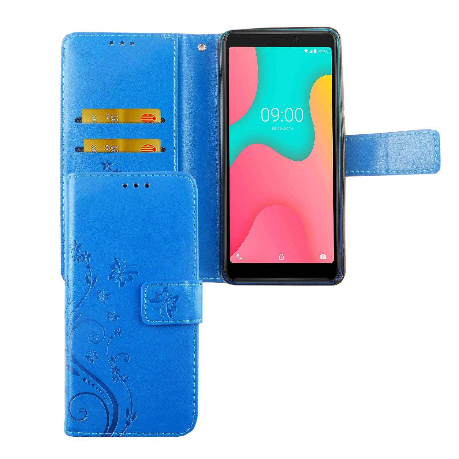 Wiko Y60 Handyhülle Bookcover Blau