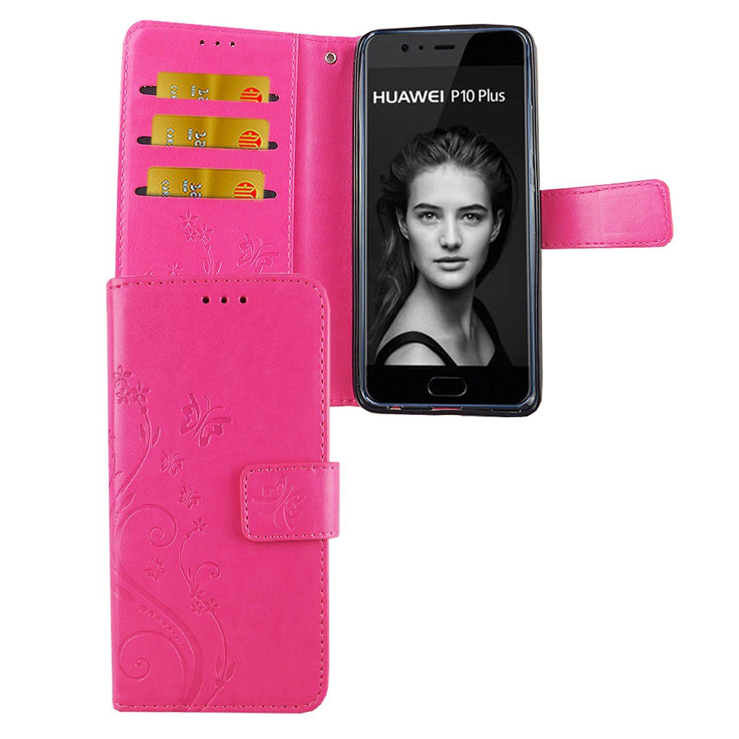 Huawei P10 Plus Handyhülle Bookcover Rosa