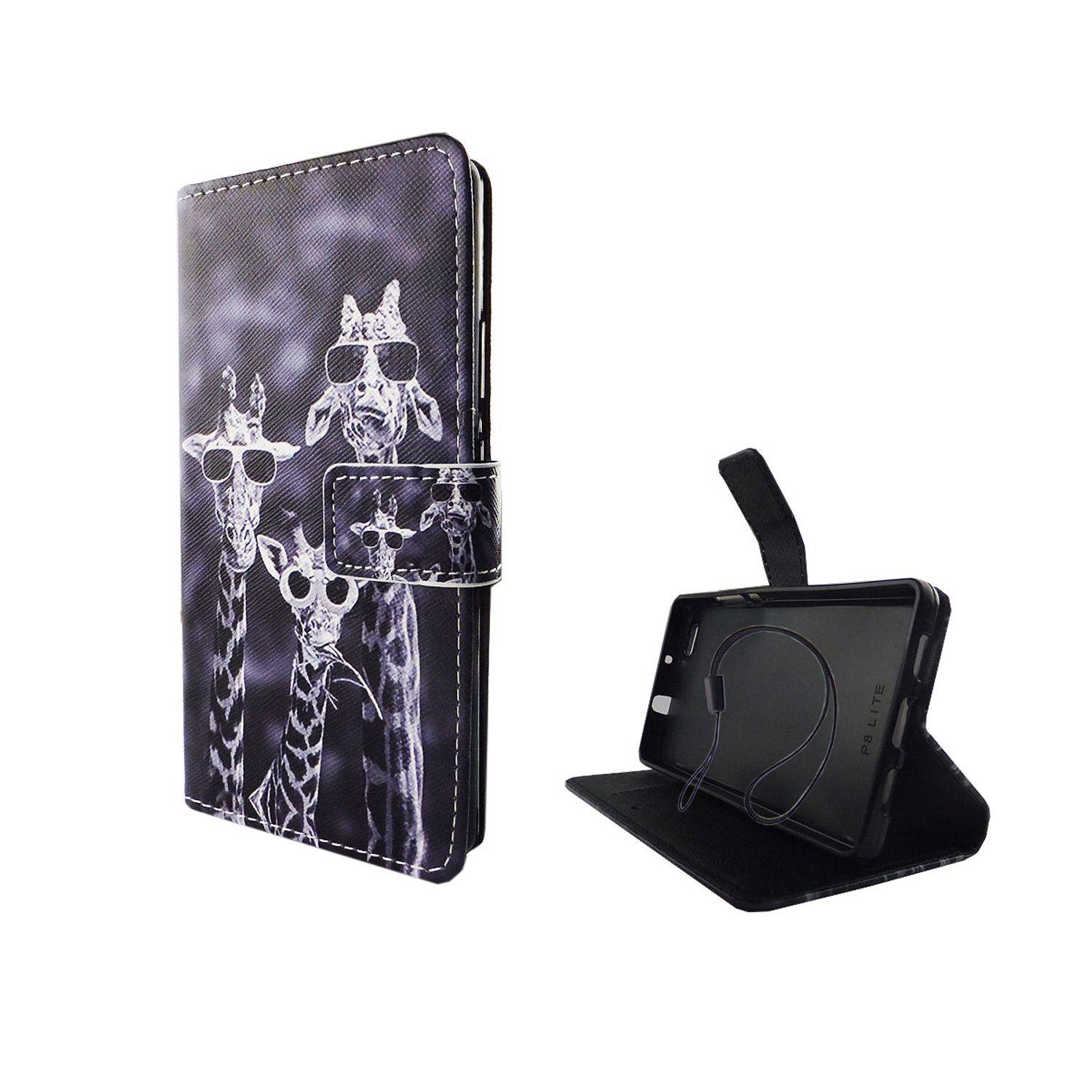 Huawei P8 Lite Handyhülle Bookcover Grau